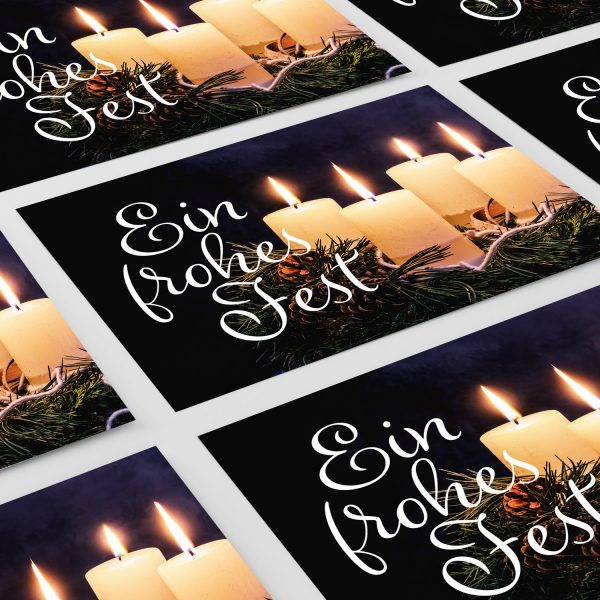 8 moderne Weihnachtskarten mit Umschlag - Motiv Adventskranz - Design-Karten zu Weihnachten im Set