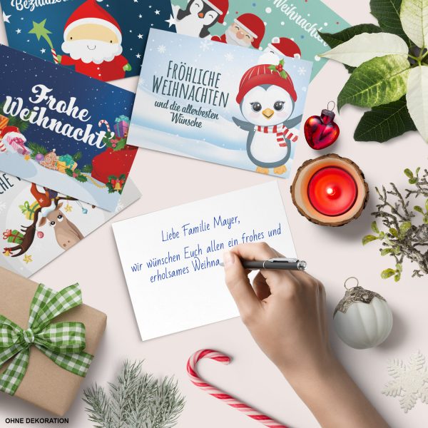 8 verschiedene Weihnachtskarten mit Umschlag - Motiv Mix 1 - Design-Karten zu Weihnachten im Set