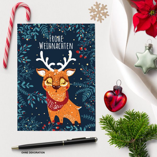 8 moderne Weihnachtskarten mit Umschlag - Stylische Weihnachten Tier 6 - Design-Karten zu Weihnachten im Set