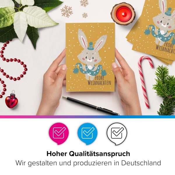 8 moderne Weihnachtskarten mit Umschlag - Stylische Weihnachten Tier 7 - Design-Karten zu Weihnachten im Set