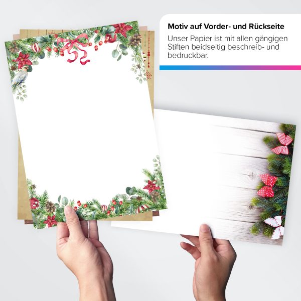 Weihnachtspapier Mix mit 10 Motiven (A4) | Set 3 | Motivpapier | edles Briefpapier Weihnachten | beidseitig weihnachtlich bedruckt