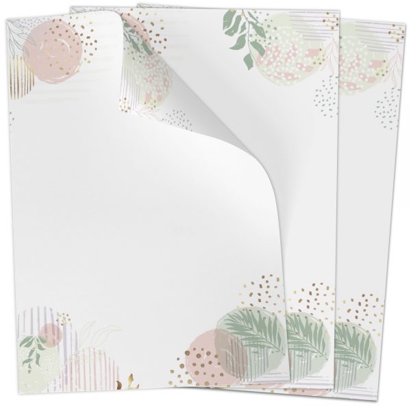 Briefpapier DIN A4 | Grafisch Modern Florale Muster Pastell | Motivpapier | edles Design Papier | beidseitig bedruckt | Bastelpapier | 90 g/m²