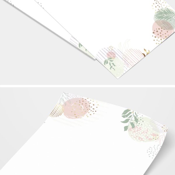 Briefpapier DIN A4 | Grafisch Modern Florale Muster Pastell | Motivpapier | edles Design Papier | beidseitig bedruckt | Bastelpapier | 90 g/m²