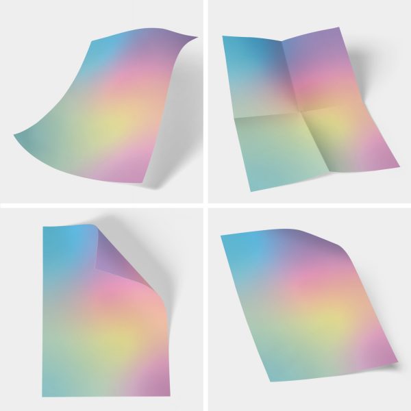 Briefpapier DIN A4 | Heller Regenbogen Verlauf | Motivpapier | edles Design Papier | beidseitig bedruckt | Bastelpapier | 90 g/m²