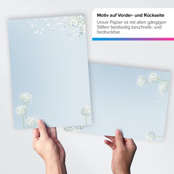 Briefpapier DIN A4 | Schneeball Pusteblume Blume modern | Motivpapier | edles Design Papier | beidseitig bedruckt | Bastelpapier | 90 g/m²