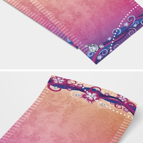 Briefpapier DIN A4 | Vintage modern rosa rot | Motivpapier | edles Design Papier | beidseitig bedruckt | Bastelpapier | 90 g/m²