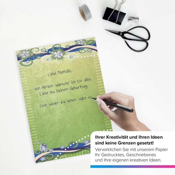 Briefpapier DIN A4 | Vintage modern grün | Motivpapier | edles Design Papier | beidseitig bedruckt | Bastelpapier | 90 g/m²