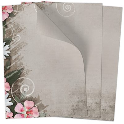 Briefpapier DIN A4 | Blumen auf Grau Braun | Motivpapier | edles Design Papier | beidseitig bedruckt | Bastelpapier | 90 g/m²
