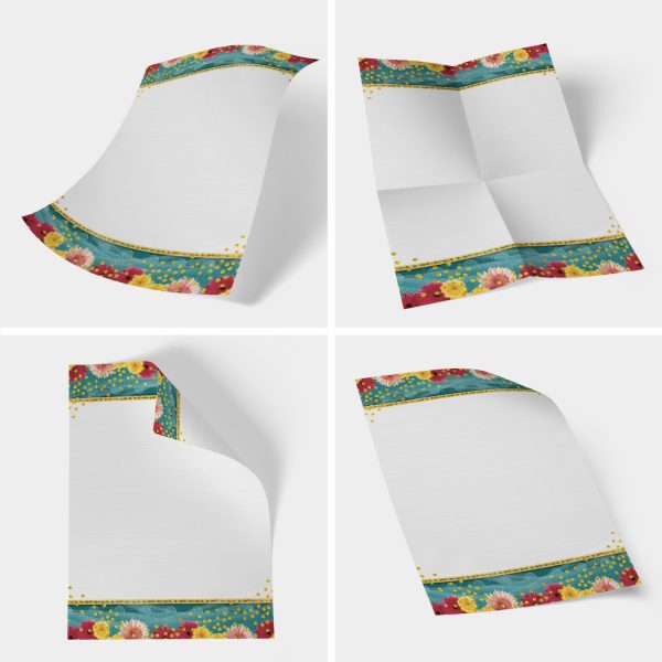 Briefpapier DIN A4 | Moderne florale Collage | Motivpapier | edles Design Papier | beidseitig bedruckt | Bastelpapier | 90 g/m²