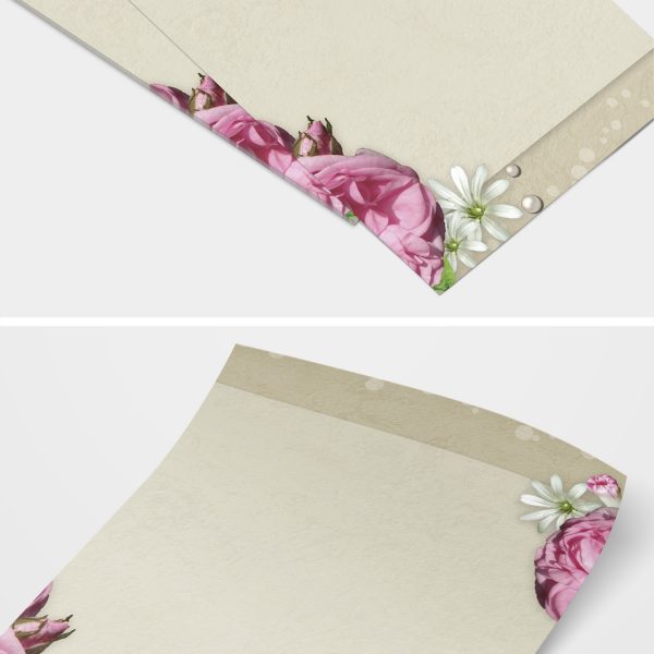 Briefpapier DIN A4 | Blumen Bouquet Romantik Vintage | Motivpapier | edles Design Papier | beidseitig bedruckt | Bastelpapier | 90 g/m²