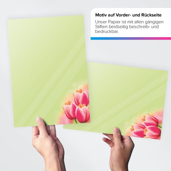 Briefpapier DIN A4 | Tulpe Frühling | Motivpapier | edles Design Papier | beidseitig bedruckt | Osternpapier Motiv Ostern | 90 g/m²