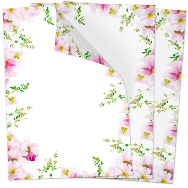 Briefpapier DIN A4 | Rosa Blüten Frühling | Motivpapier | edles Design Papier | beidseitig bedruckt | Osternpapier Motiv Ostern | 90 g/m²