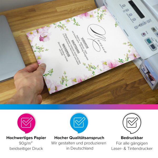 Briefpapier DIN A4 | Rosa Blüten Frühling | Motivpapier | edles Design Papier | beidseitig bedruckt | Osternpapier Motiv Ostern | 90 g/m²