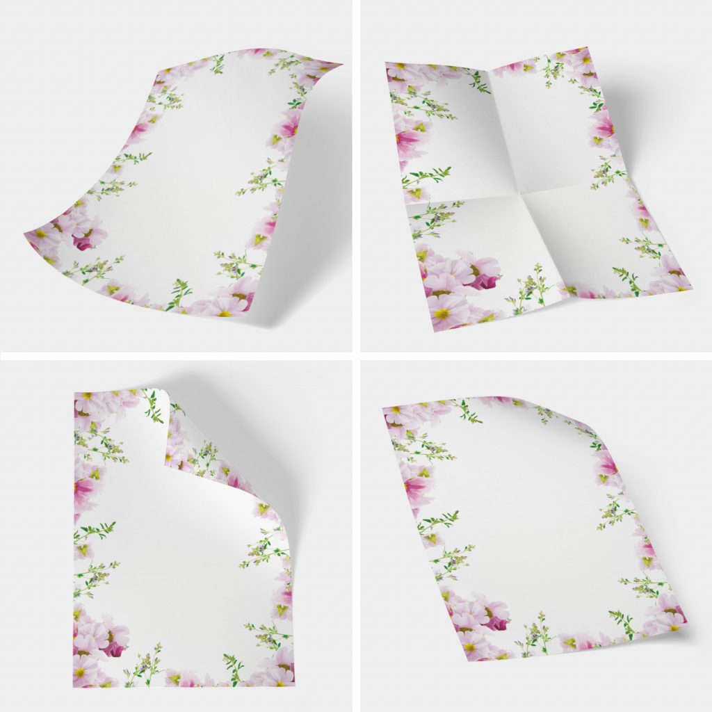 LYSCO Briefpapier Set Motivpapier Blumen Margeriten Kirschblüten