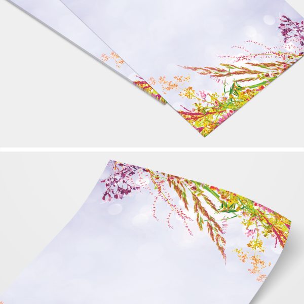 Briefpapier DIN A4 | Bunte Gräser | Motivpapier | edles Design Papier | beidseitig bedruckt | Osternpapier Motiv Ostern | 90 g/m²