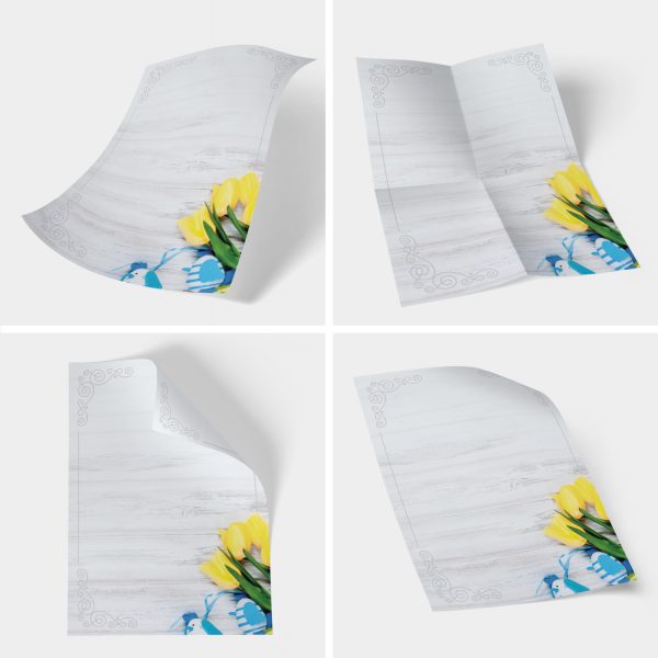 Briefpapier DIN A4 | Tulpe Eier | Motivpapier | edles Design Papier | beidseitig bedruckt | Osternpapier Motiv Ostern | 90 g/m²