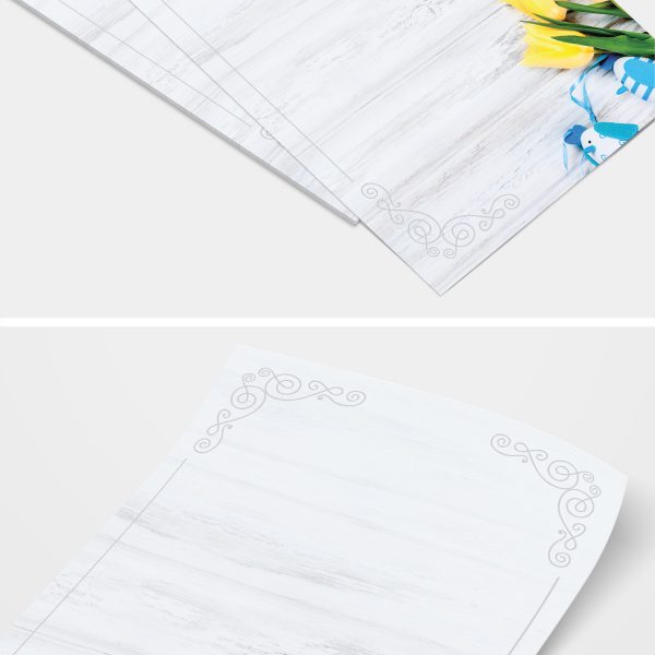 Briefpapier DIN A4 | Tulpe Eier | Motivpapier | edles Design Papier | beidseitig bedruckt | Osternpapier Motiv Ostern | 90 g/m²