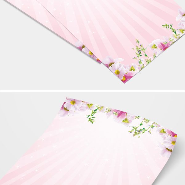 Briefpapier DIN A4 | Blumen Frühling Rosa | Motivpapier | edles Design Papier | beidseitig bedruckt | Osternpapier Motiv Ostern | 90 g/m²
