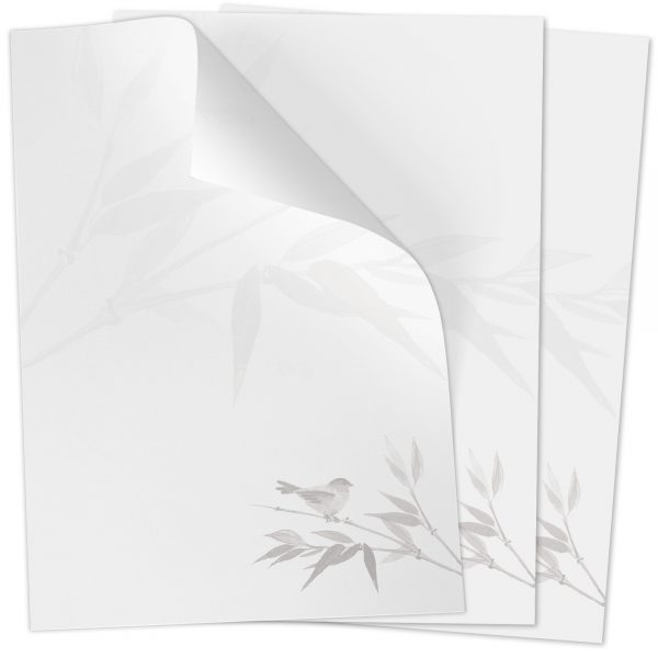 Briefpapier DIN A4 | Speisekarten | Dezentes Motiv Vogel | edles Design Gastro-Papier | beidseitig bedruckt | für Gastronomie Restaurant Menukarten