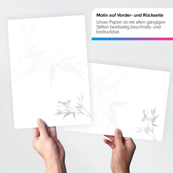 Briefpapier DIN A4 | Speisekarten | Dezentes Motiv Vogel | edles Design Gastro-Papier | beidseitig bedruckt | für Gastronomie Restaurant Menukarten