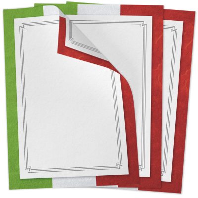 Briefpapier DIN A4 | Speisekarten | Italien Italiener Flagge | edles Design Gastro-Papier | beidseitig bedruckt | für Gastronomie Restaurant Menukarten
