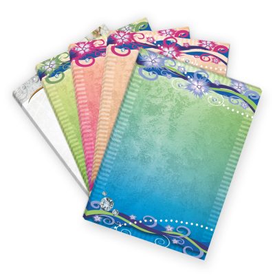 50 Blatt Briefpapier 5x10 MIX | Blumen Perlen Farben 5 Motive | Motivpapier A4 | edles Design Papier | beidseitig bedruckt | Set | 90 g/m²