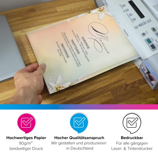50 Blatt Briefpapier 5x10 MIX | Blumen Rahmen und Design 5 Motive | Motivpapier A4 | edles Design Papier | beidseitig bedruckt | Set | 90 g/m²