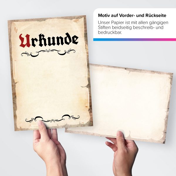 30 Blatt Briefpapier 5x6 MIX | Urkunden Zertifikate- 5 Motive | Motivpapier A4 | edles Design Papier | beidseitig bedruckt | Set | 120 g/m²