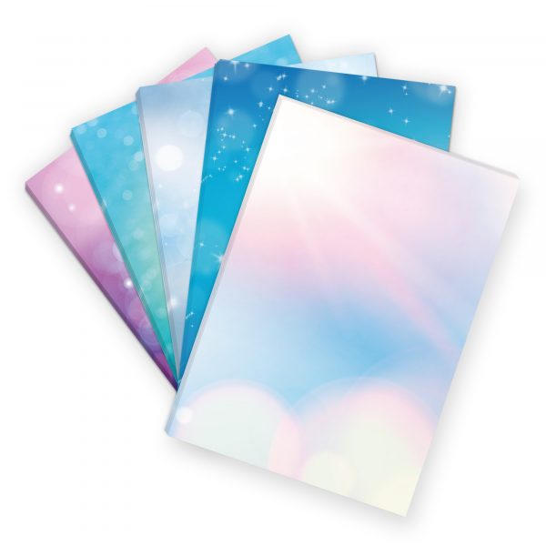 50 Blatt Bastelpapier 5x10 MIX | Bunter Rosa Blau Bastel Mix 5 Motive | Motivpapier A4 | edles Design Papier | beidseitig bedruckt | Set | 90 g/m²