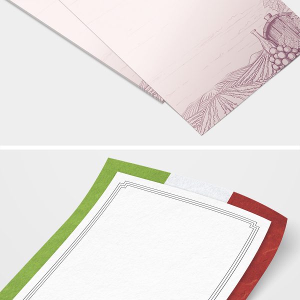 50 Blatt Speisekarten 5x10 MIX | Bunter Menu Restaurant Mix 5 Motive | Motivpapier A4 | edles Design Papier | beidseitig bedruckt | Set | 90 g/m²