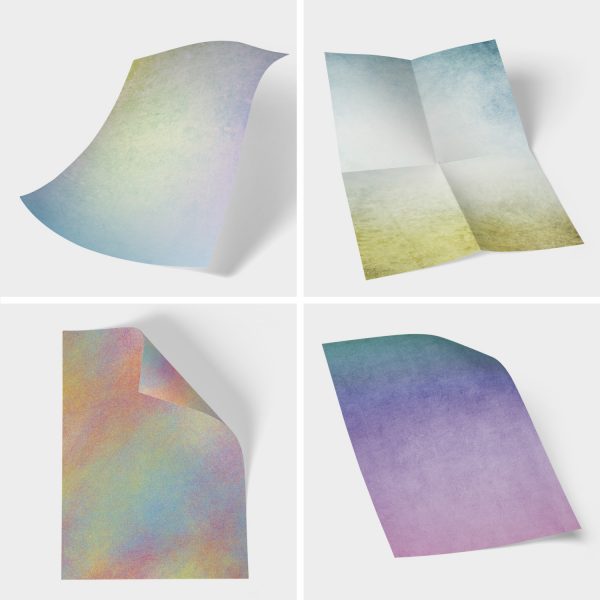 50 Blatt Briefpapier 5x10 MIX | Bunter Mix 5 bunte Aquarell Look Motive | Motivpapier A4 | edles Design Papier | beidseitig bedruckt | Set | 90 g/m²
