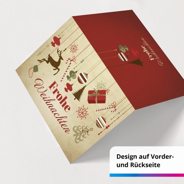 10 Weihnachtskarten Grußkarten zu Weihnachten - Klappkarten mit Umschlägen - Frohe Weihnachten Vintage Modern Edel Beige