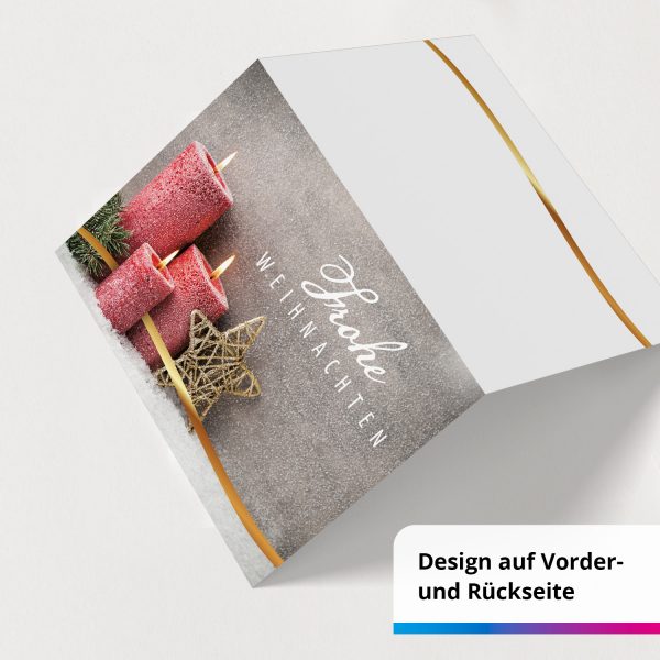 10 Weihnachtskarten Grußkarten zu Weihnachten - Klappkarten mit Umschlägen - Frohe Weihnachten Kerzen Stern modern