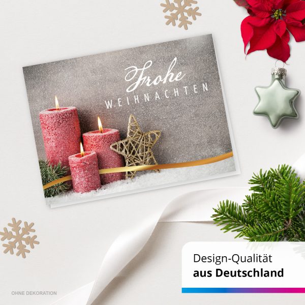 10 Weihnachtskarten Grußkarten zu Weihnachten - Klappkarten mit Umschlägen - Frohe Weihnachten Kerzen Stern modern