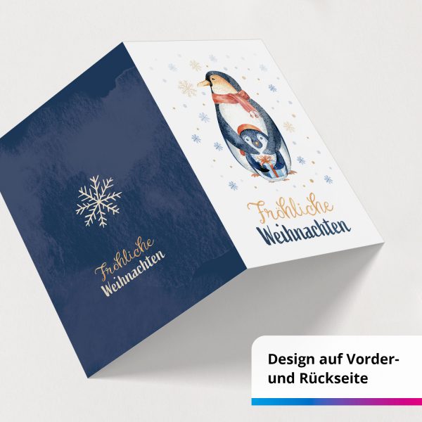 10 Weihnachtskarten Grußkarten zu Weihnachten - Klappkarten mit Umschlägen - Fröhliche Weihnachten Pinguine