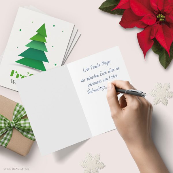 10 Weihnachtskarten Grußkarten zu Weihnachten - Klappkarten mit Umschlägen - Moderner Tannenbaum für Freunde Business Geschäftlich