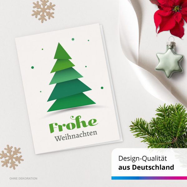 10 Weihnachtskarten Grußkarten zu Weihnachten - Klappkarten mit Umschlägen - Moderner Tannenbaum für Freunde Business Geschäftlich