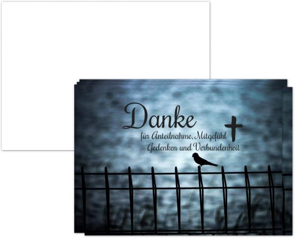 15 x Danksagung Trauerkarte mit Umschlag im Set - Danke nach Trauer, Beerdigung, Sterbefall, Friedhof, Begräbnis – Bild 3