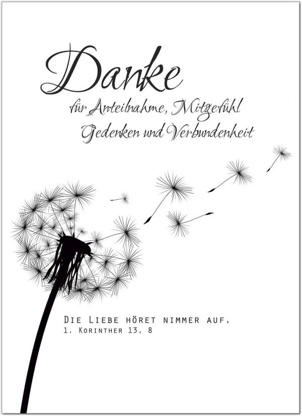 15 x Danksagung Trauerkarten mit 15 Umschlägen im Set - Danke nach Trauer, Beerdigung, Sterbefall, Friedhof, Begräbnis