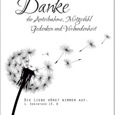 15 x Danksagung Trauerkarten mit 15 Umschlägen im Set - Danke nach Trauer, Beerdigung, Sterbefall, Friedhof, Begräbnis