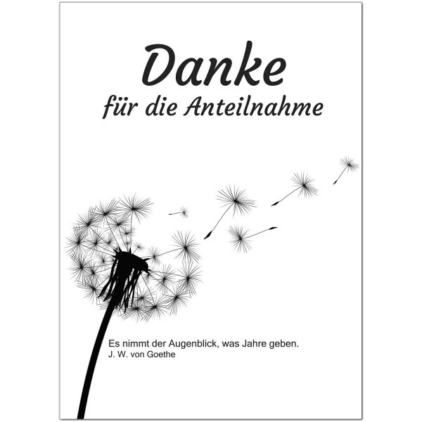 15 x Danksagung Trauerkarten mit 15 Umschlägen im Set - Danke nach Trauer, Beerdigung, Sterbefall, Friedhof, Begräbnis