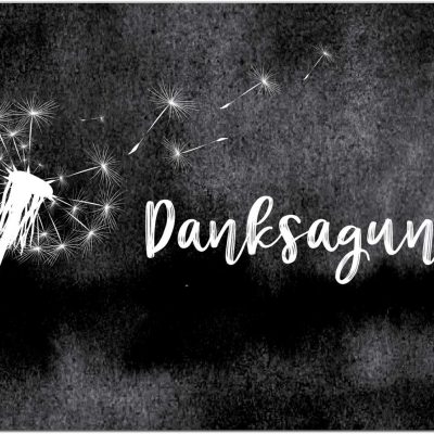 15 x Trauerkarten Danksagung (Pusteblume) mit 15 Umschlägen im Set - Danke nach Trauer, Beerdigung, Sterbefall, Friedhof, Begräbnis