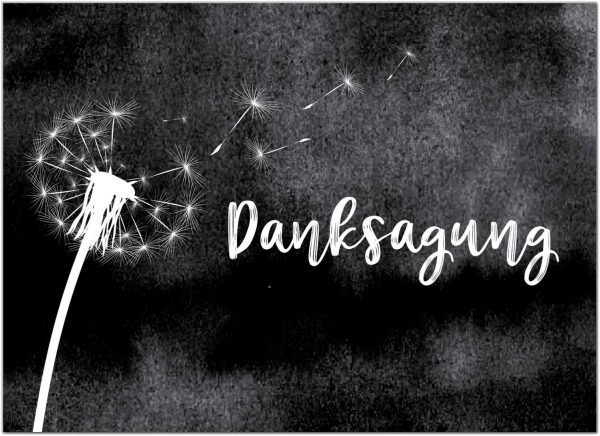 15 x Trauerkarten Danksagung (Pusteblume) mit 15 Umschlägen im Set - Danke nach Trauer, Beerdigung, Sterbefall, Friedhof, Begräbnis