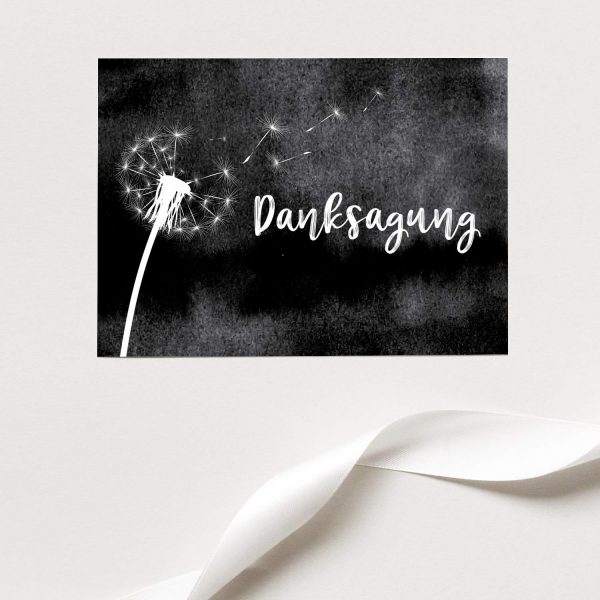 15 x Trauerkarten Danksagung (Pusteblume) mit 15 Umschlägen im Set - Danke nach Trauer, Beerdigung, Sterbefall, Friedhof, Begräbnis – Bild 3