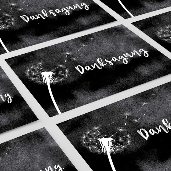 15 x Trauerkarten Danksagung (Pusteblume) mit 15 Umschlägen im Set - Danke nach Trauer, Beerdigung, Sterbefall, Friedhof, Begräbnis – Bild 5