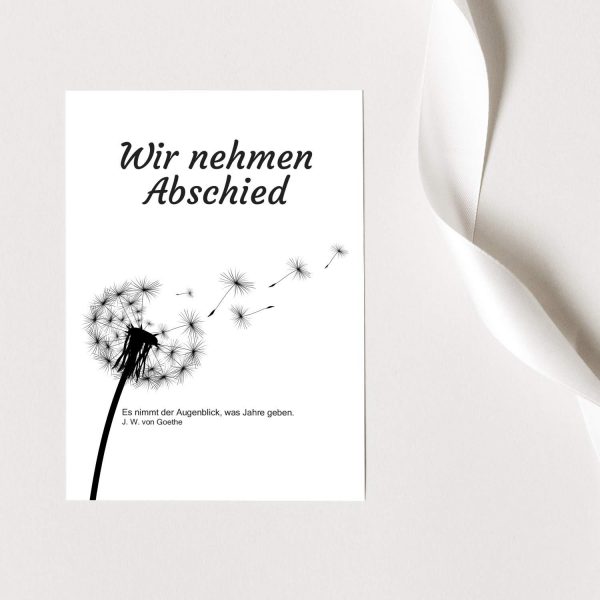 15 x Trauerkarten mit 15 Umschlägen im Set - Motiv Pusteblume 2 - Einladung Beerdigung, Anzeige, Trauer, Sterbefall, Friedhof, Begräbnis – Bild 4