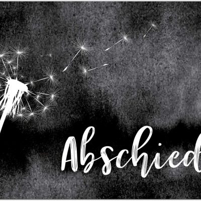Trauerkarte mit Umschlag im 15er Set - Pusteblume schwarz weiss - Einladung Beerdigung, Anzeige, Trauer, Sterbefall, Friedhof, Begräbnis