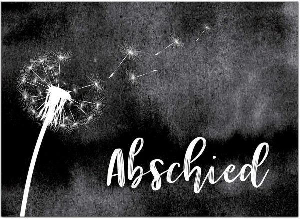 Trauerkarte mit Umschlag im 15er Set - Pusteblume schwarz weiss - Einladung Beerdigung, Anzeige, Trauer, Sterbefall, Friedhof, Begräbnis