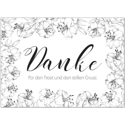 15 x Trauer Danksagungskarten mit Umschlag DIN A6, Motiv Großes Danke schwarz weiss, Danke Sagen nach Beerdigung