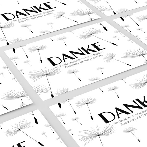 15 x Trauer Danksagungskarten mit Umschlag DIN A6, Motiv Zarte Pusteblumen im Wind, Danke Sagen nach Beerdigung – Bild 6